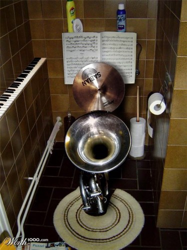 This took a while. It was not easy to get the trumpet in the right angle.  This… | Cool toilets, Urinals, Toilet