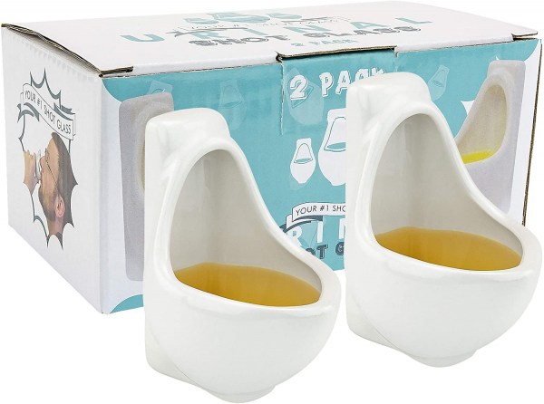 Amazon.com | Fairly Odd Novelties Urinal Shot Glasses, Set of 2 Funny  Bathroom Humor Gag White Elephant Gift, 1.5-Ounce: Shot Glasses